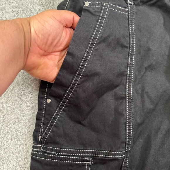 By Anthropologie The Carson Utility Barrel Cargo Pants Size 12P‎ Black High Rise - Picture 3 of 12